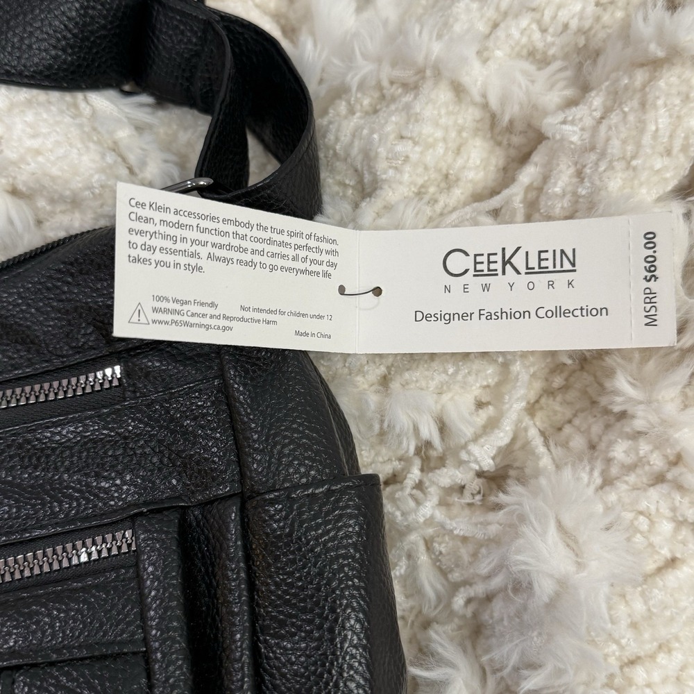 Cee Klein New York Black‎ Cross Body Purse Vegan Leather Designer Bag Purse New - Picture 4 of 13